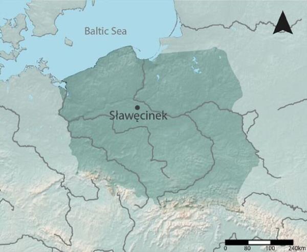 A locator map of Sławęcinek, Poland 